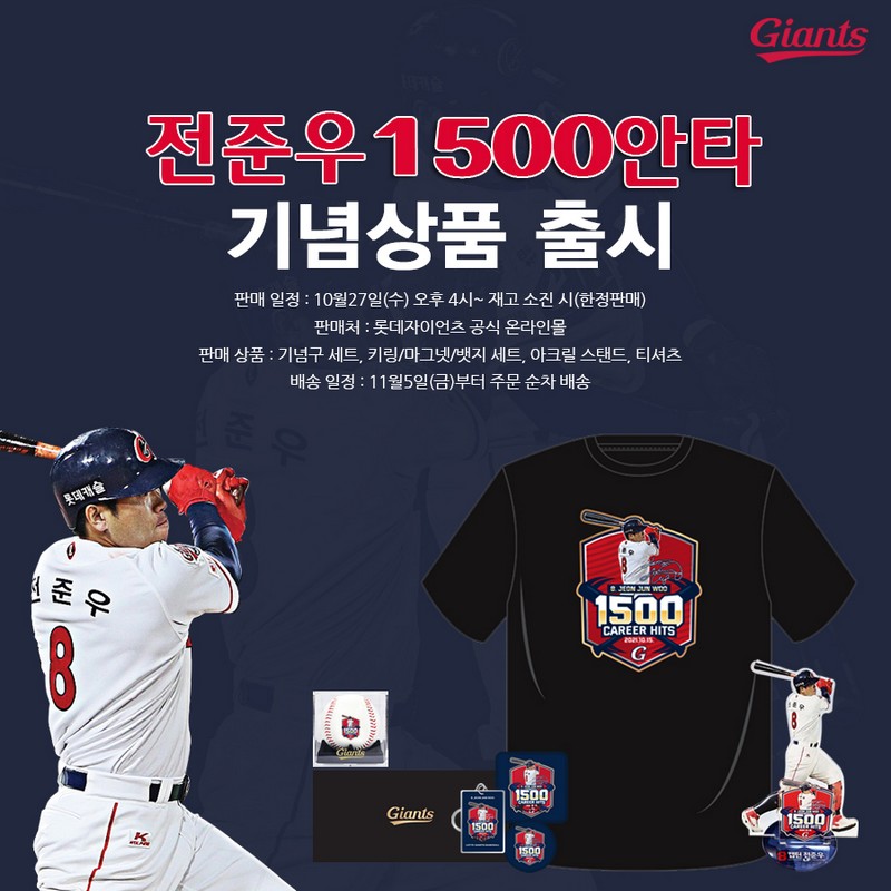 롯데, 전준우 1,500안타 기념상품 한정판매